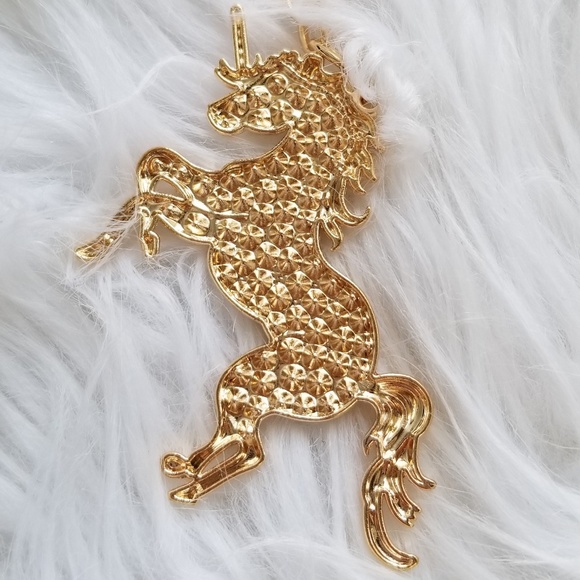 Gold faux diamond unicorn keychain - Picture 4 of 4